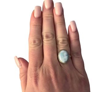 Larimar Solid Sterling Silver Ring Size 7 925